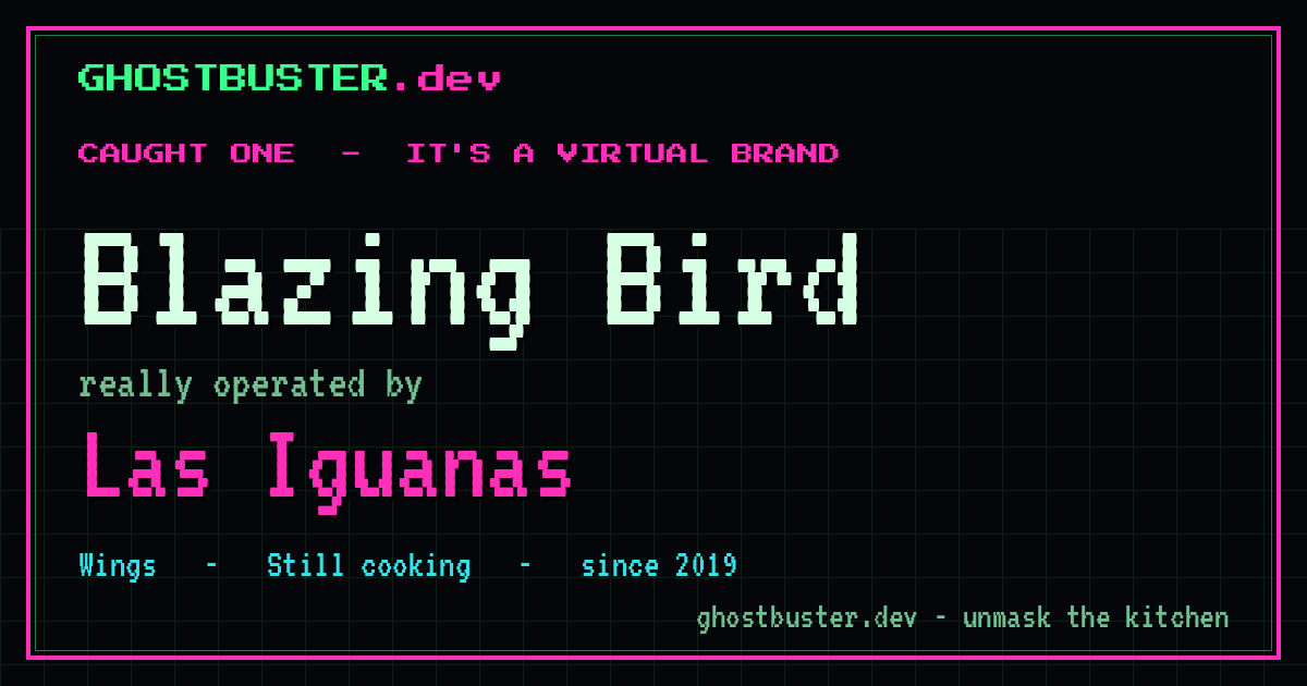 Blazing Bird is a virtual brand operated by Las Iguanas