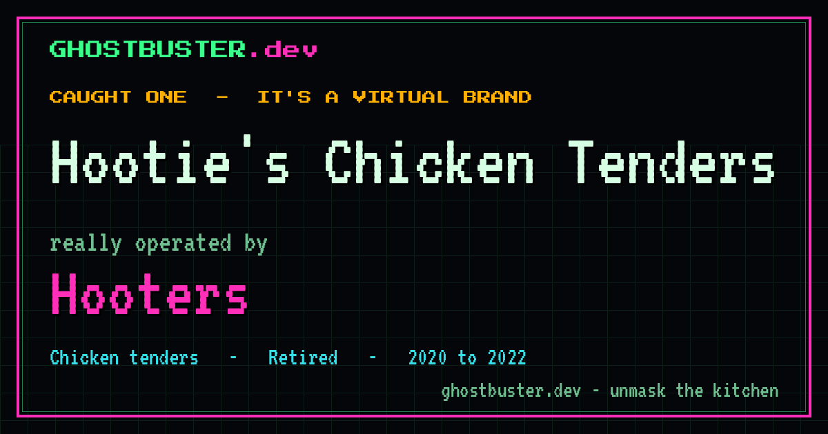 Hootie's Chicken Tenders is a virtual brand operated by Hooters