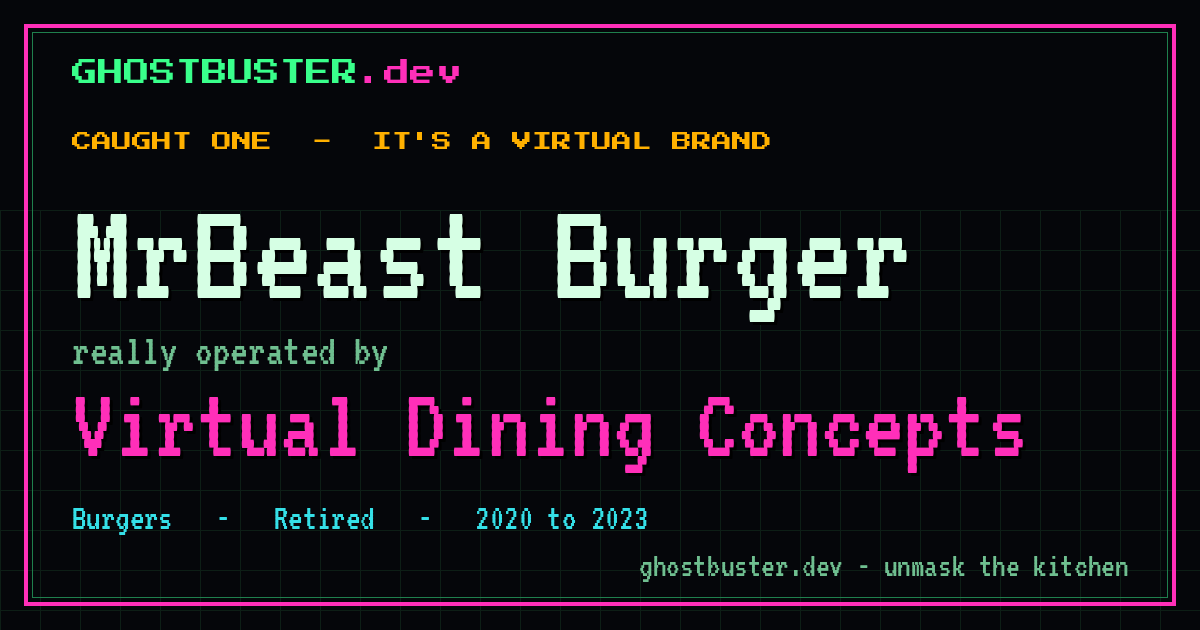 MrBeast Burger is a virtual brand operated by Virtual Dining Concepts