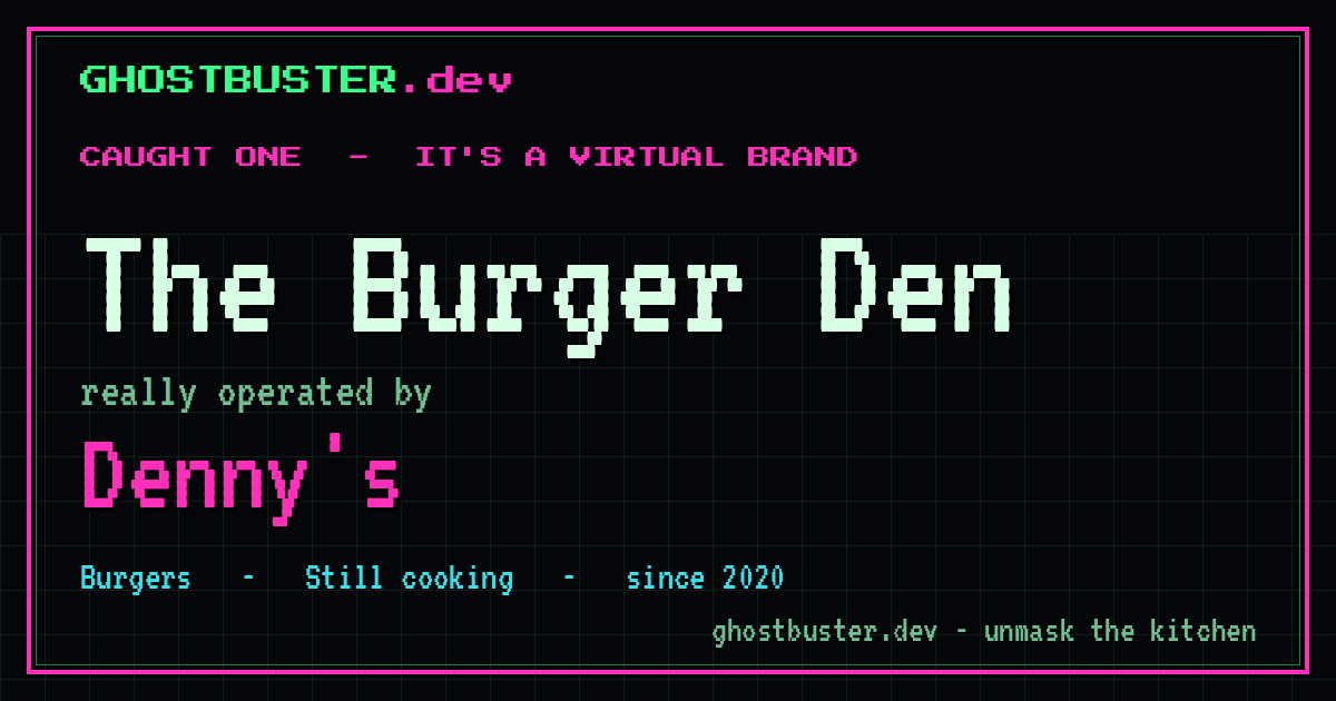 The Burger Den is a virtual brand operated by Denny's