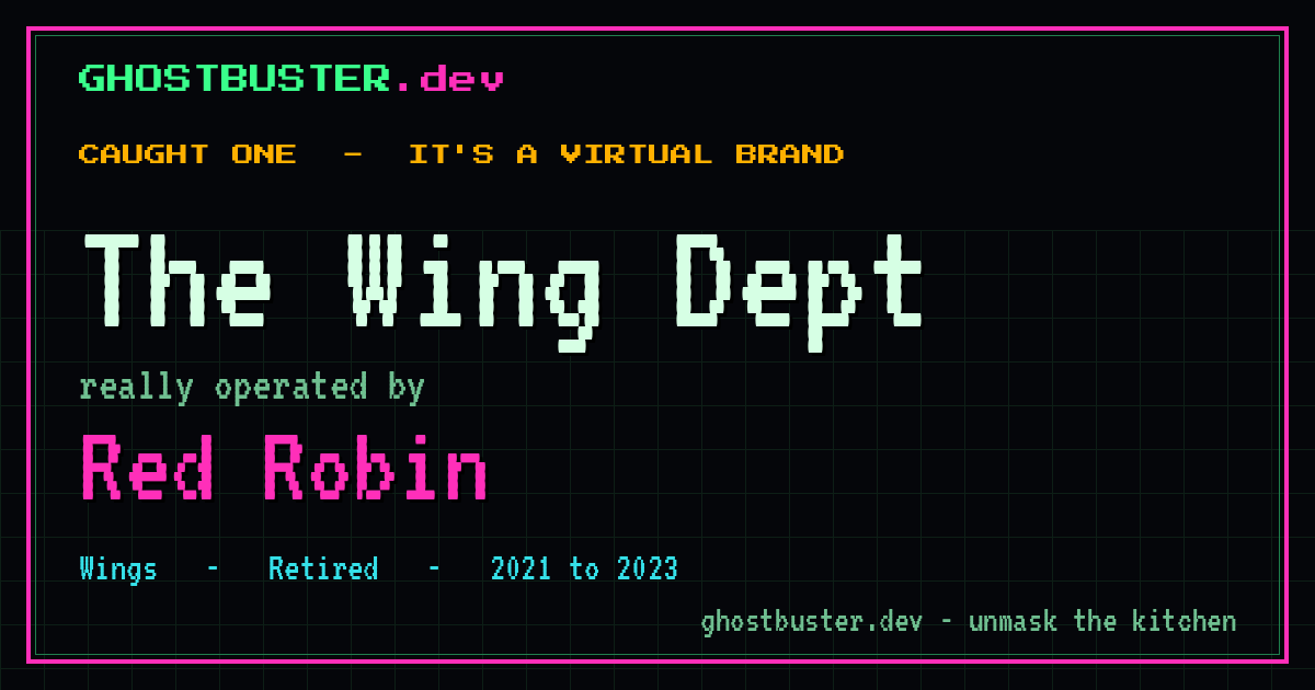 The Wing Dept is a virtual brand operated by Red Robin